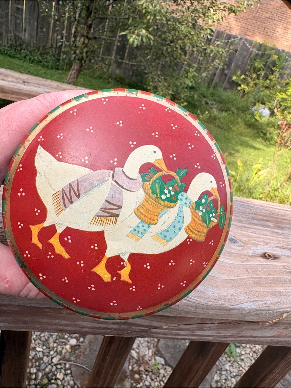 Holiday Goose Decorative Tin - Red